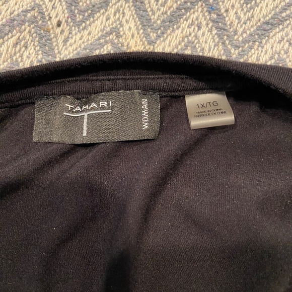 Tahari Black Blouse with Floral Chiffon Sleeves – Size 1X - Picture 4 of 7